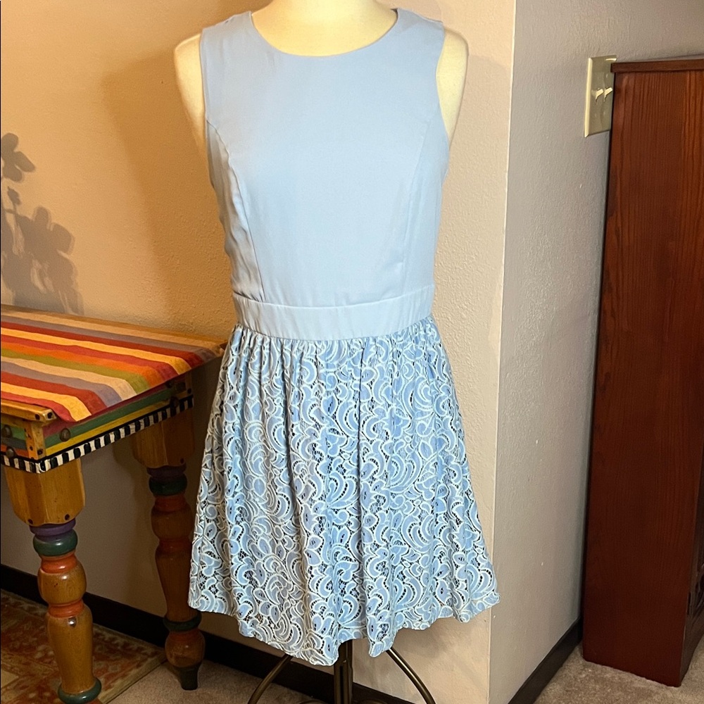 Alya Light Blue Lace Mini Dress